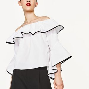 Zara off the shoulder white blouse